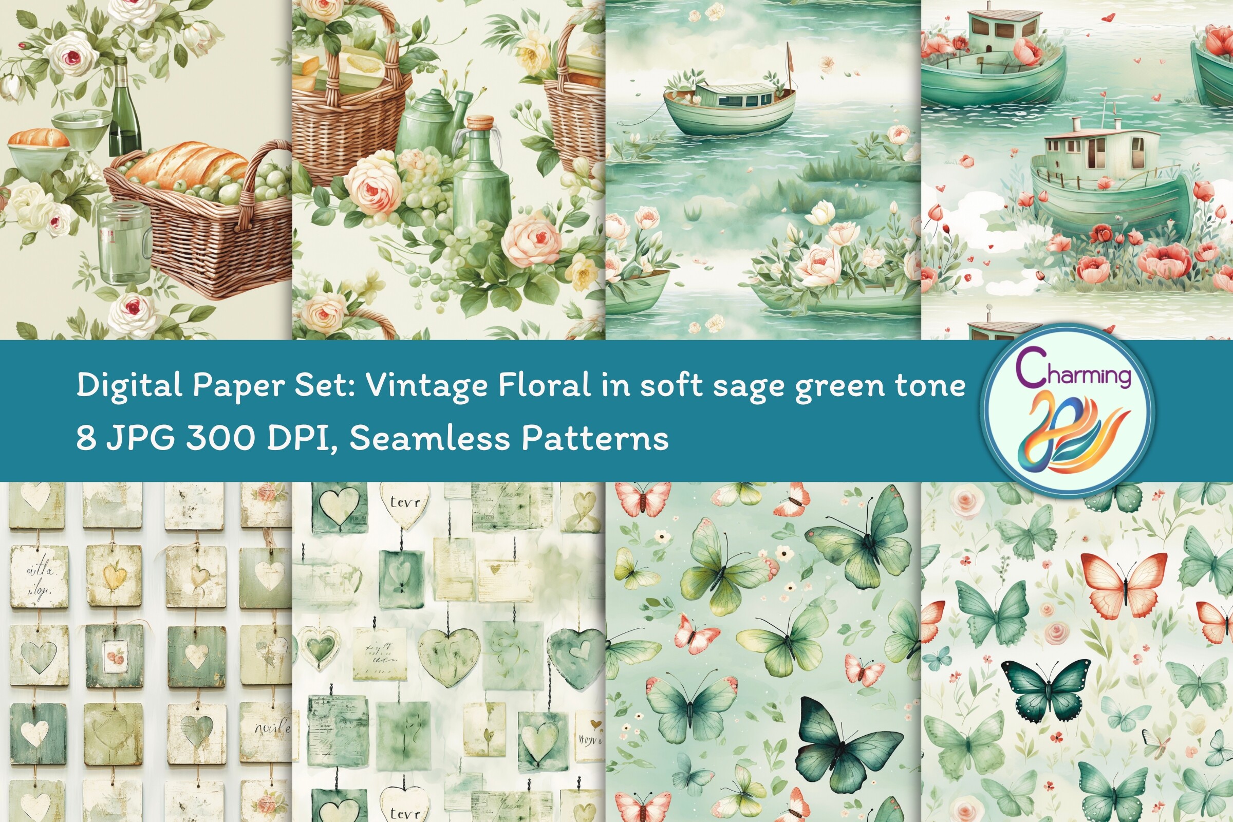 Digital Papers Set: Vintage Floral Graphic by charming2493 · Creative ...