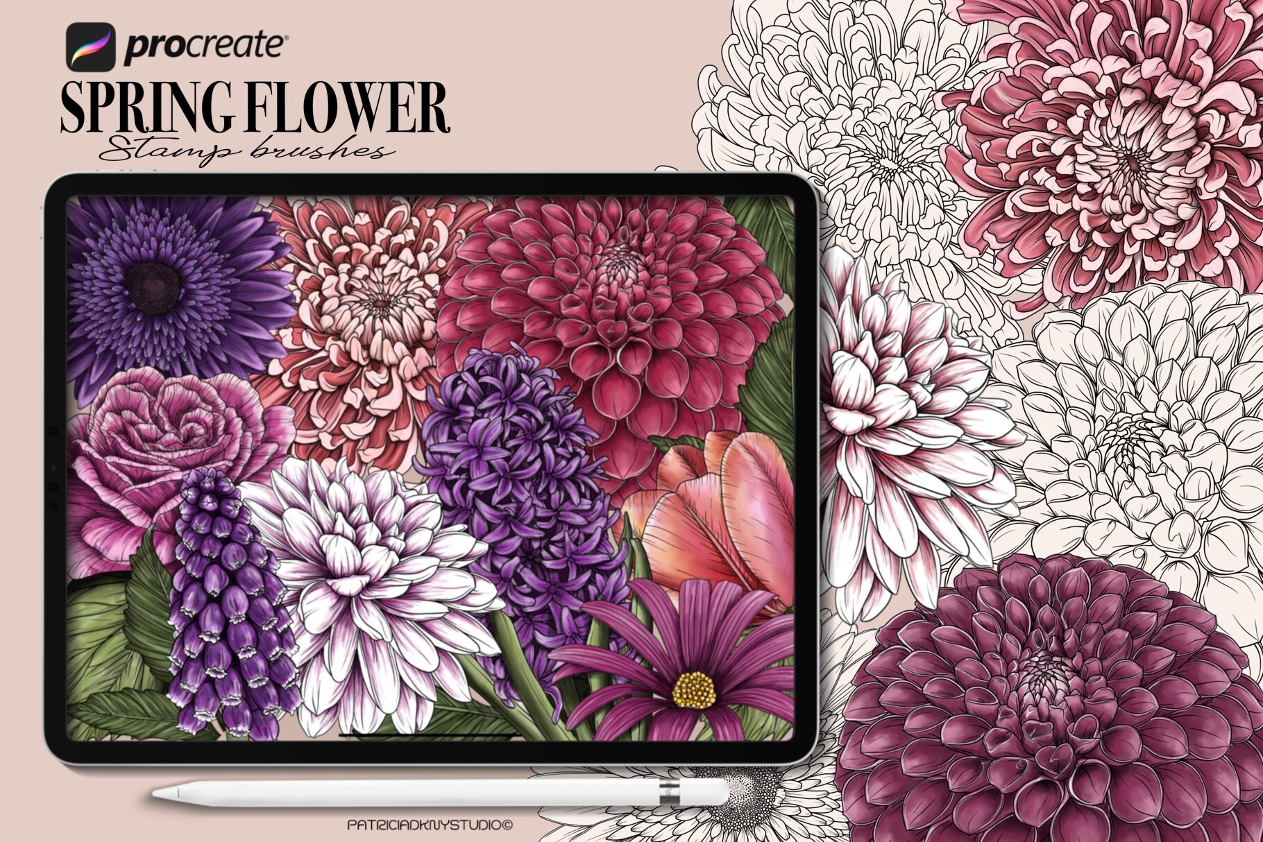 Procreate Flower Stamp Brushes Graphic by PdknyStudio · Creative Fabrica