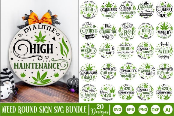 Weed Round Sign SVG Bundle Graphic by GraphicPicker · Creative Fabrica