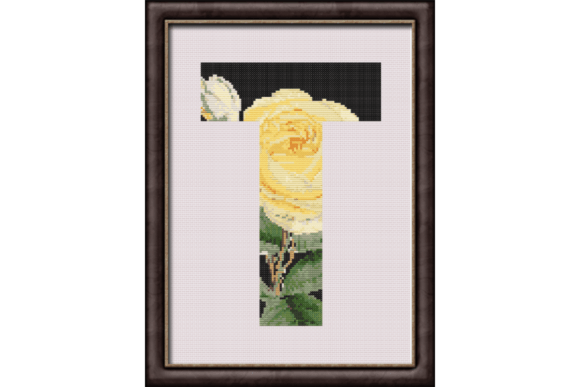 Yellow Rose on Black T Monogram