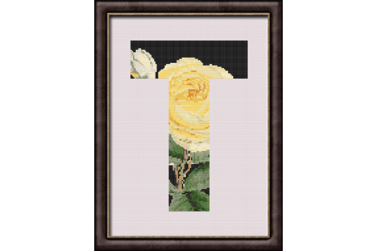 Yellow Rose on Black T Monogram