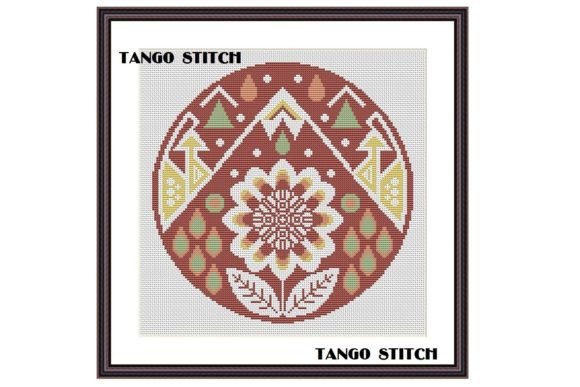 Abstract Floral Ornament Cross Stitch