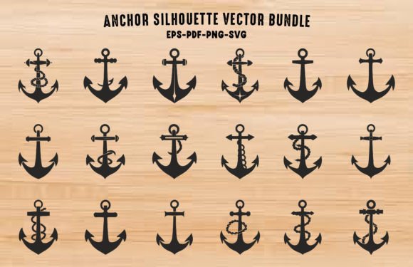 Anchor Vector Black Silhouettes Bundle Illustration Illustrations Imprimables Par Gfx_Expert_Team
