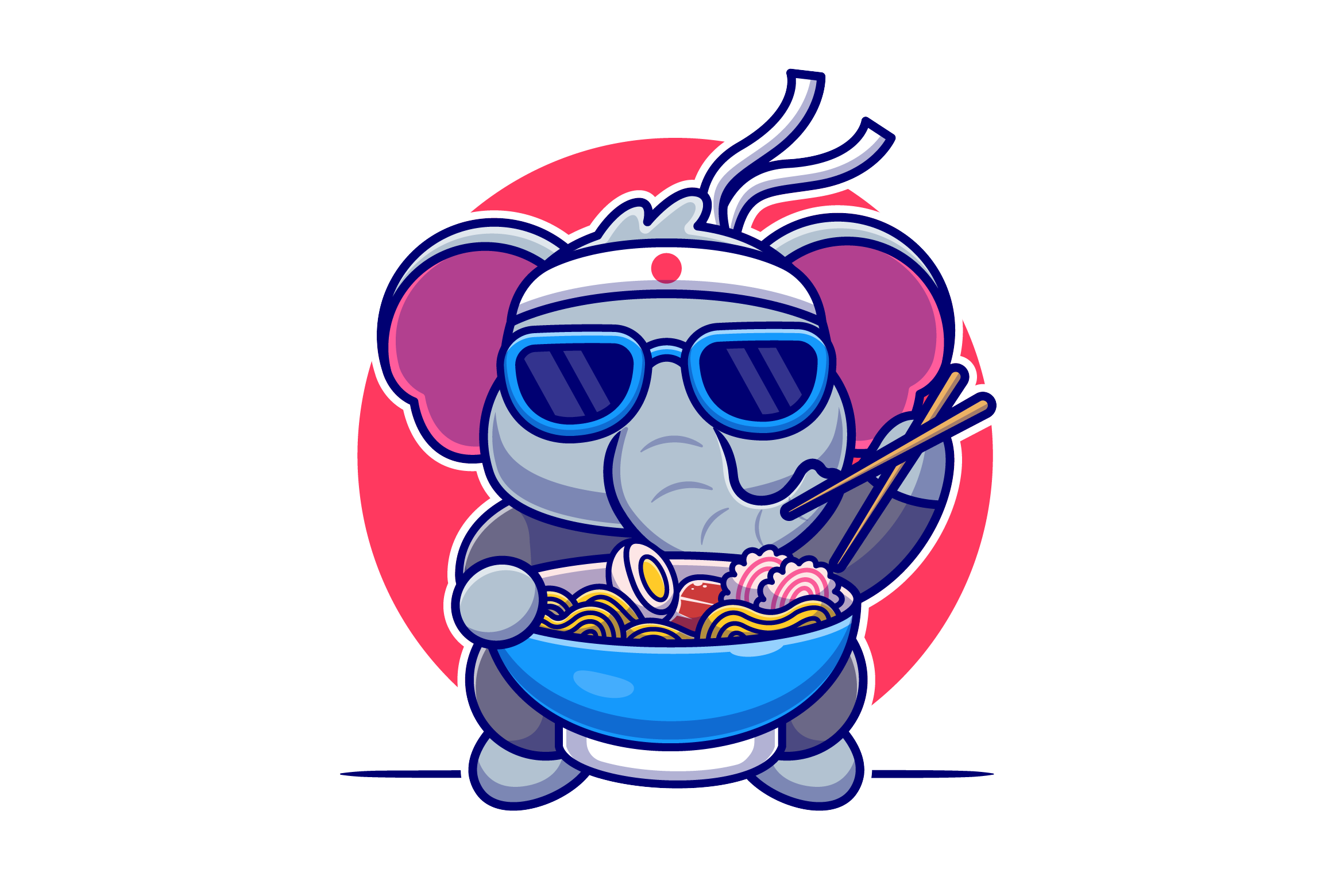 Cute Elephant Eating Japanese Food Graphic by catalyststuff · Creative ...