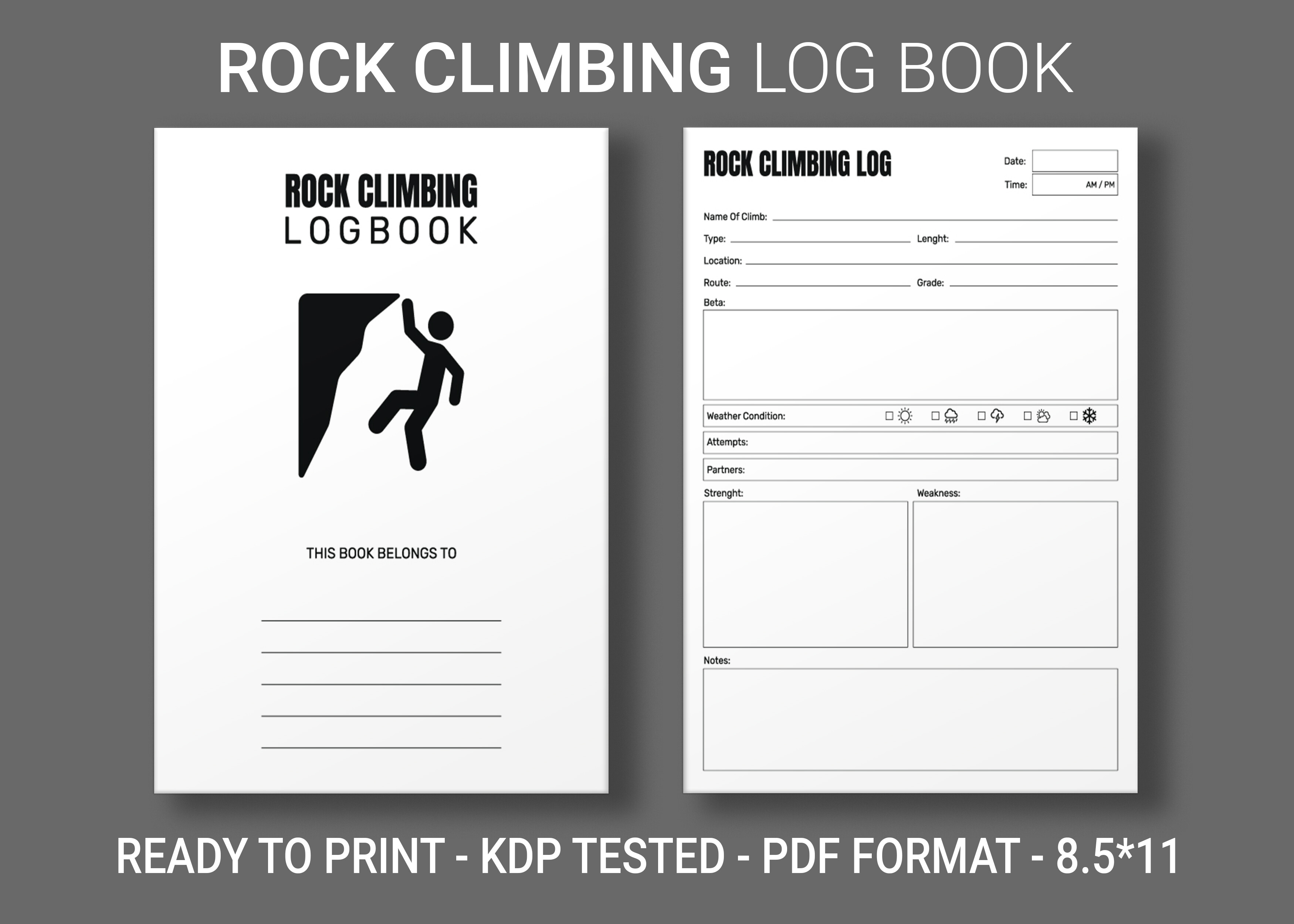 Rock Climbing Log Book KDP Interior Graphic by MAYA DESIGN STORE ...