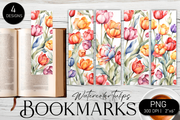 Watercolor Tulips Printable Bookmarks