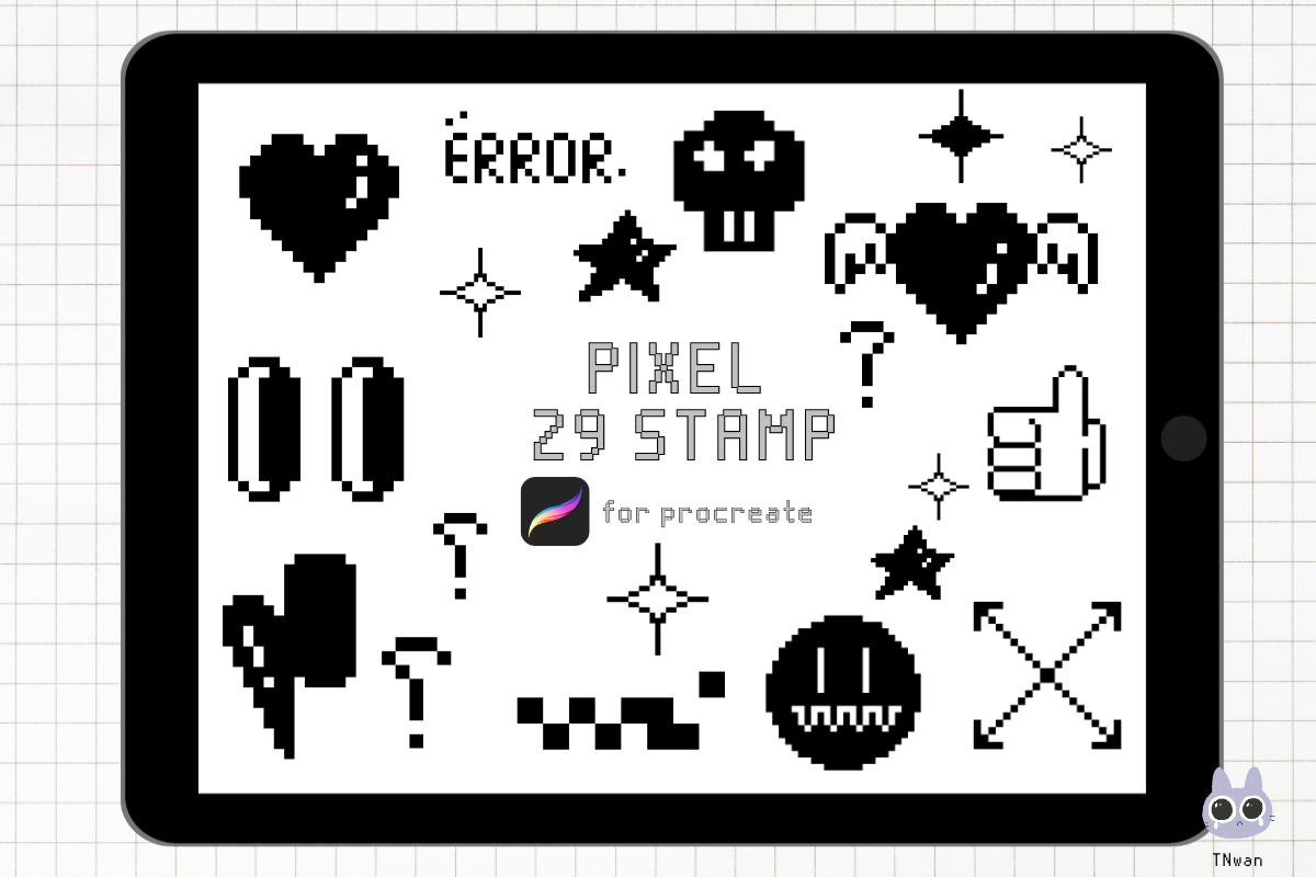 Y2k Pixel Retro Procreate Brush Stamp