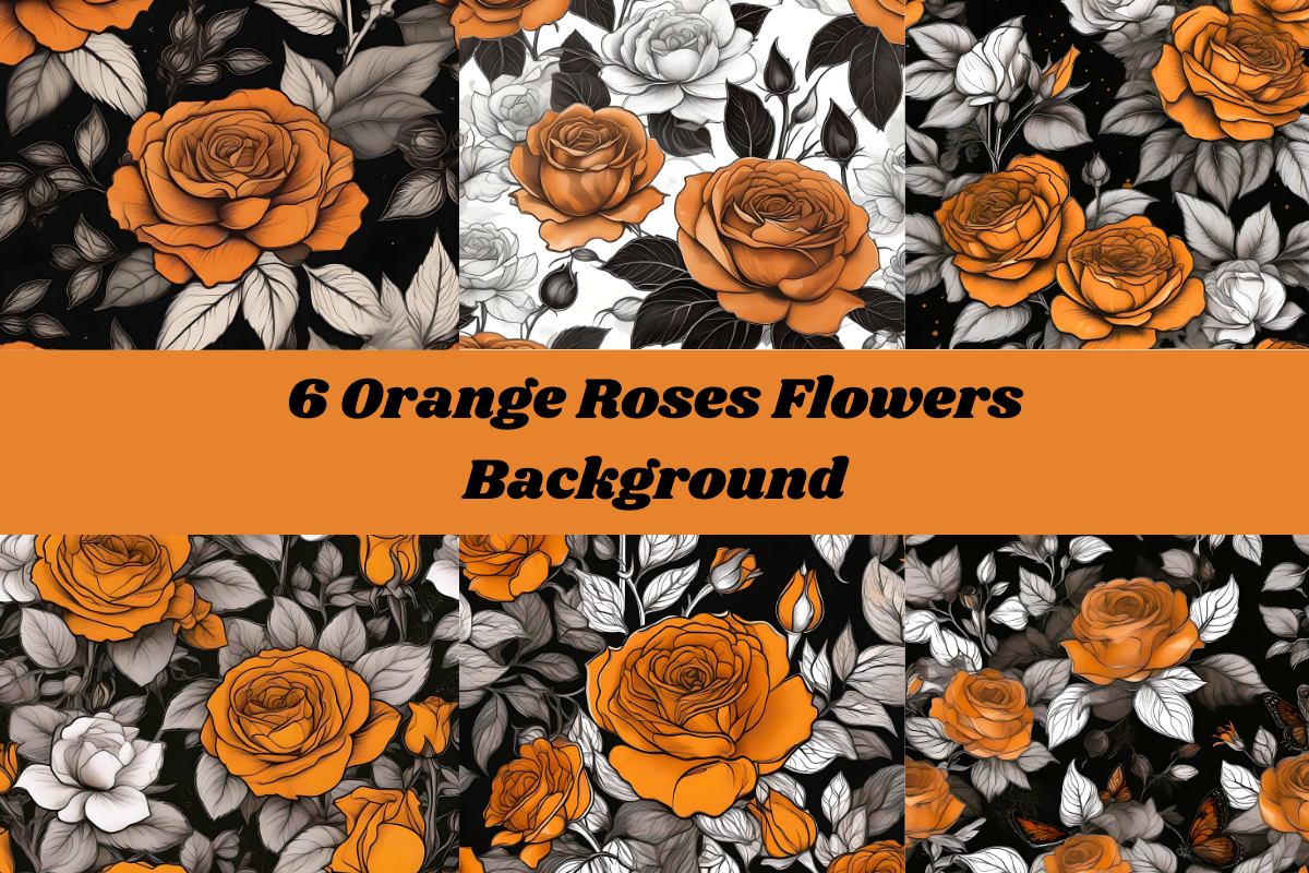 6 Orange Roses Flowers Graphic by cycynms · Creative Fabrica