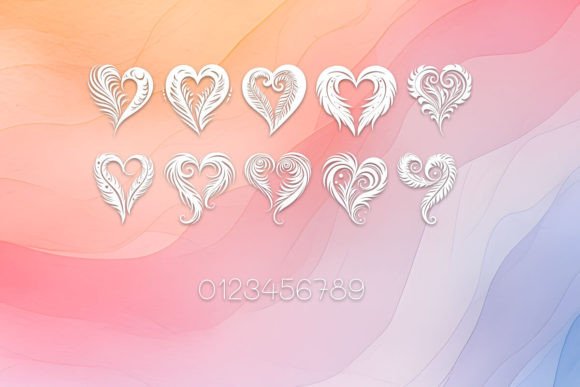 Maori Feathers Heart Font PNG with transparent background - Preview 2