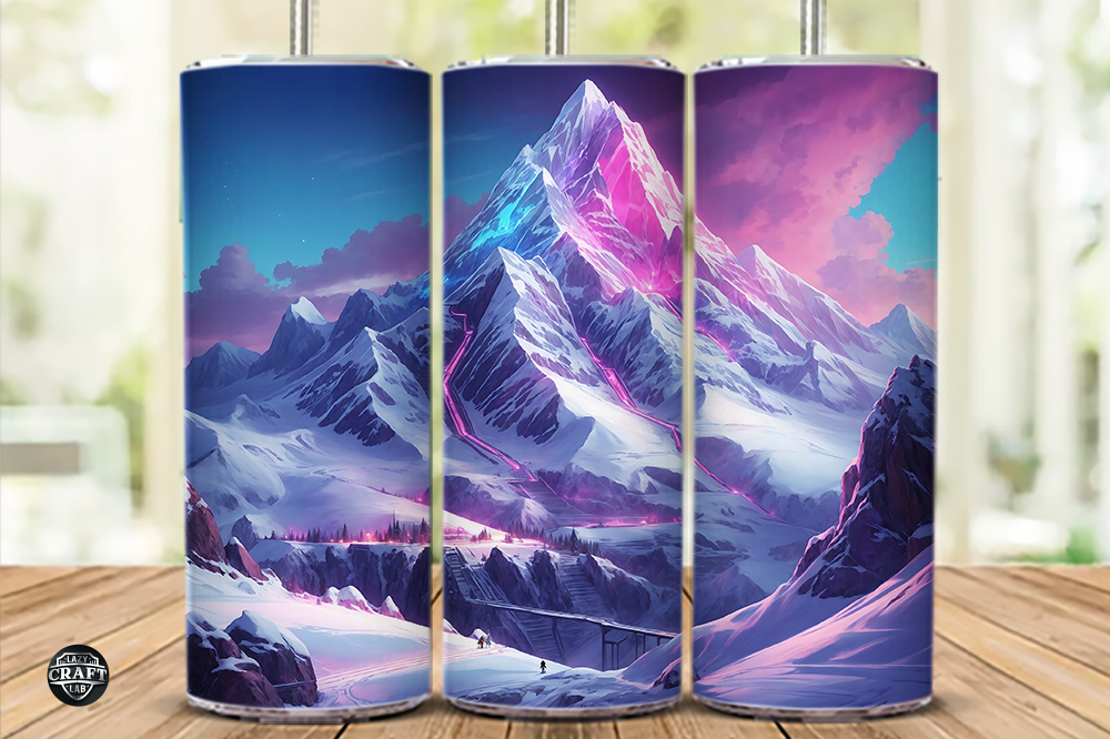Neon Mountain Tumbler Wrap 20oz PNG Graphic by LazyCraftlab · Creative ...