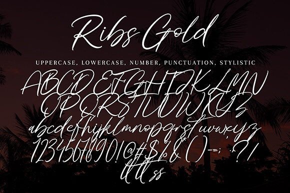 Ribs Gold Font PNG with transparent background - Preview 4