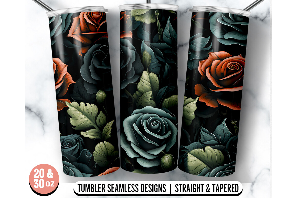 Rose 20oz 30oz Skinny Tumbler Wrap Graphic by Sak Kobere · Creative Fabrica
