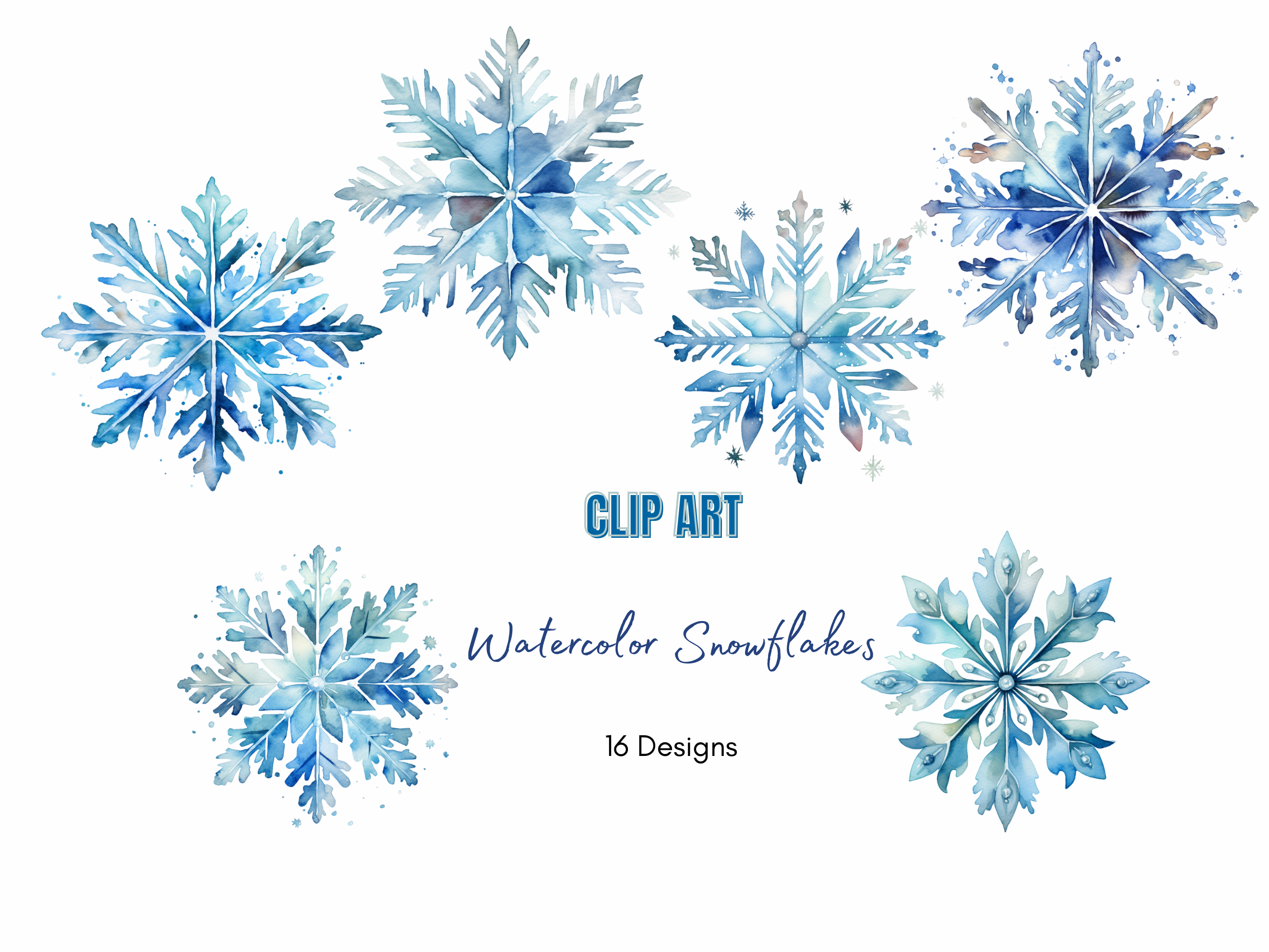 Watercolor Snowflake Winter Clipart Graphic by Paper & Pattern Studio ...
