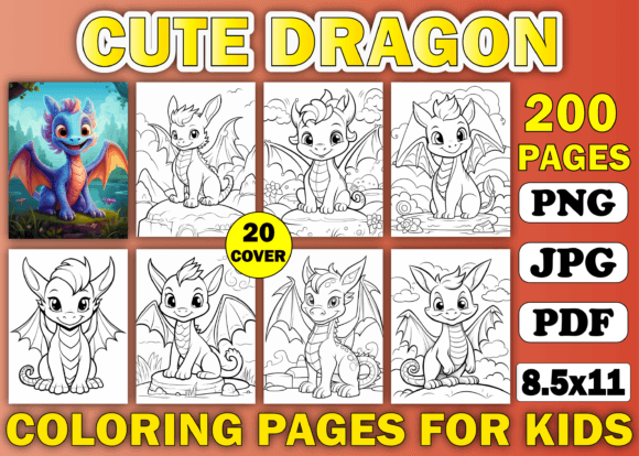 200 Cute Dragon Coloring Pages for Kids