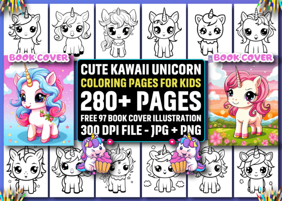 280+ Cute Kawaii Unicorn Coloring Pages