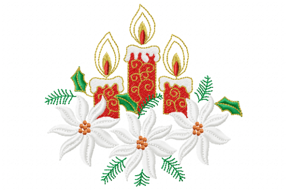 Candles Christmas Embroidery Design