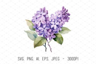 Lilac Flowers Floral Watercolor Clipart Graphic by ArtCursor · Creative ...