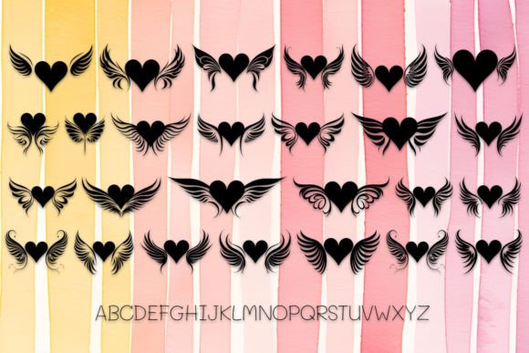 Love Heart & Wing Font PNG with transparent background - Preview 1