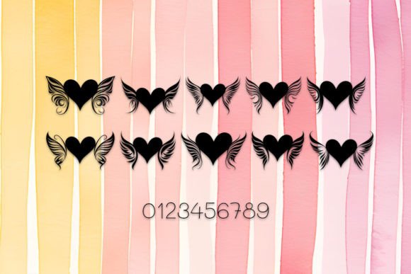 Love Heart & Wing Font PNG with transparent background - Preview 3