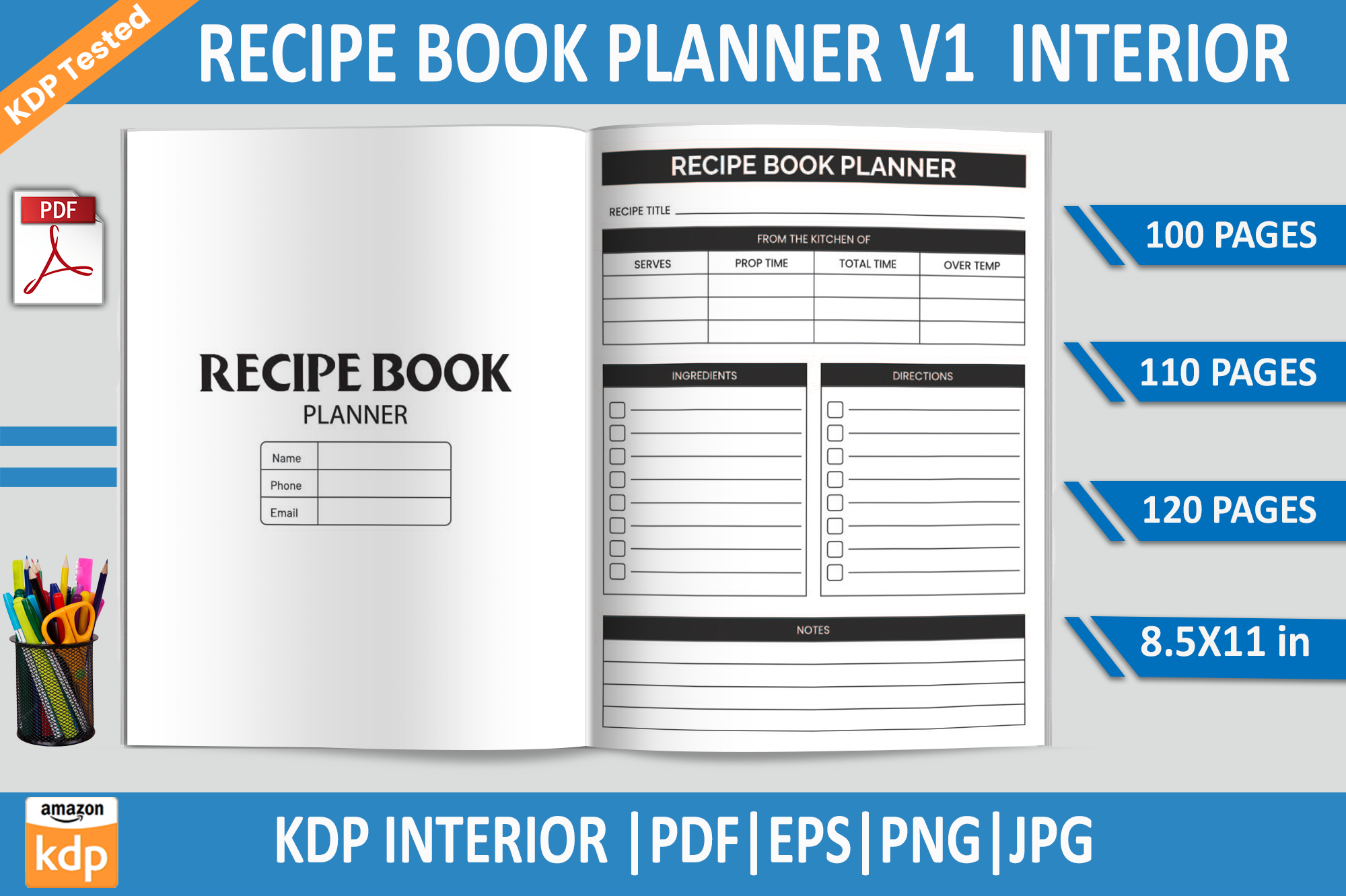 Recipe Book Planner | KDP Interior Graphic by Educare · Creative Fabrica