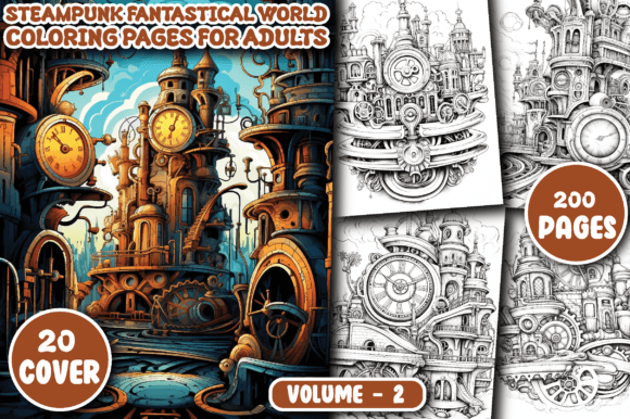 Steampunk Fantastical World Color Pages