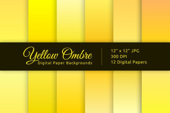 Yellow Ombre Digital Paper Backgrounds