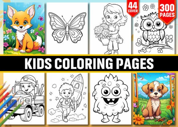300 Kids Coloring Pages for Kids (KDP)