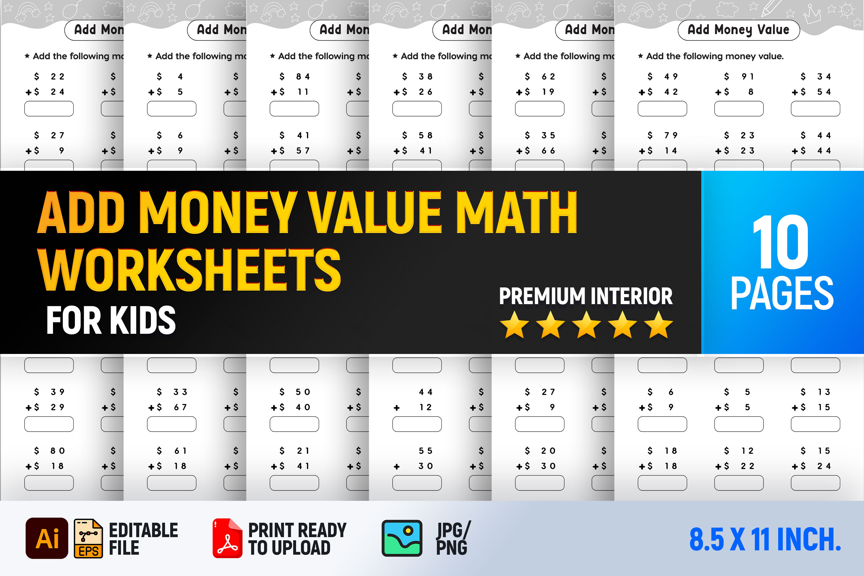 Addition Money Value Math Worksheets