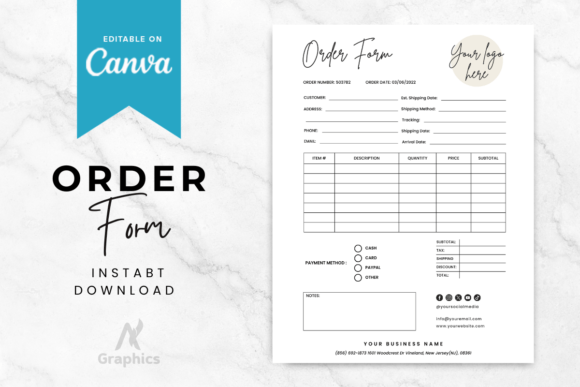 Editable Simple Order Form Template Graphic by AN Graphics · Creative ...