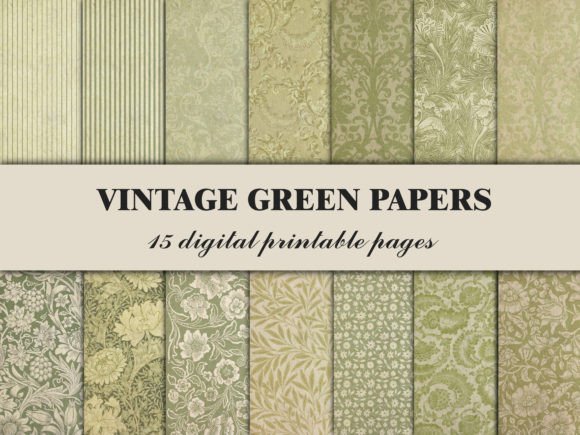 Green Scrapbook Paper Vintage Pattern