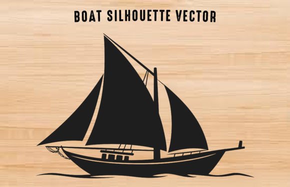 Sailboat Black Vector Silhouette Clipart Gráfico Ilustrações para Impressão Por Gfx_Expert_Team