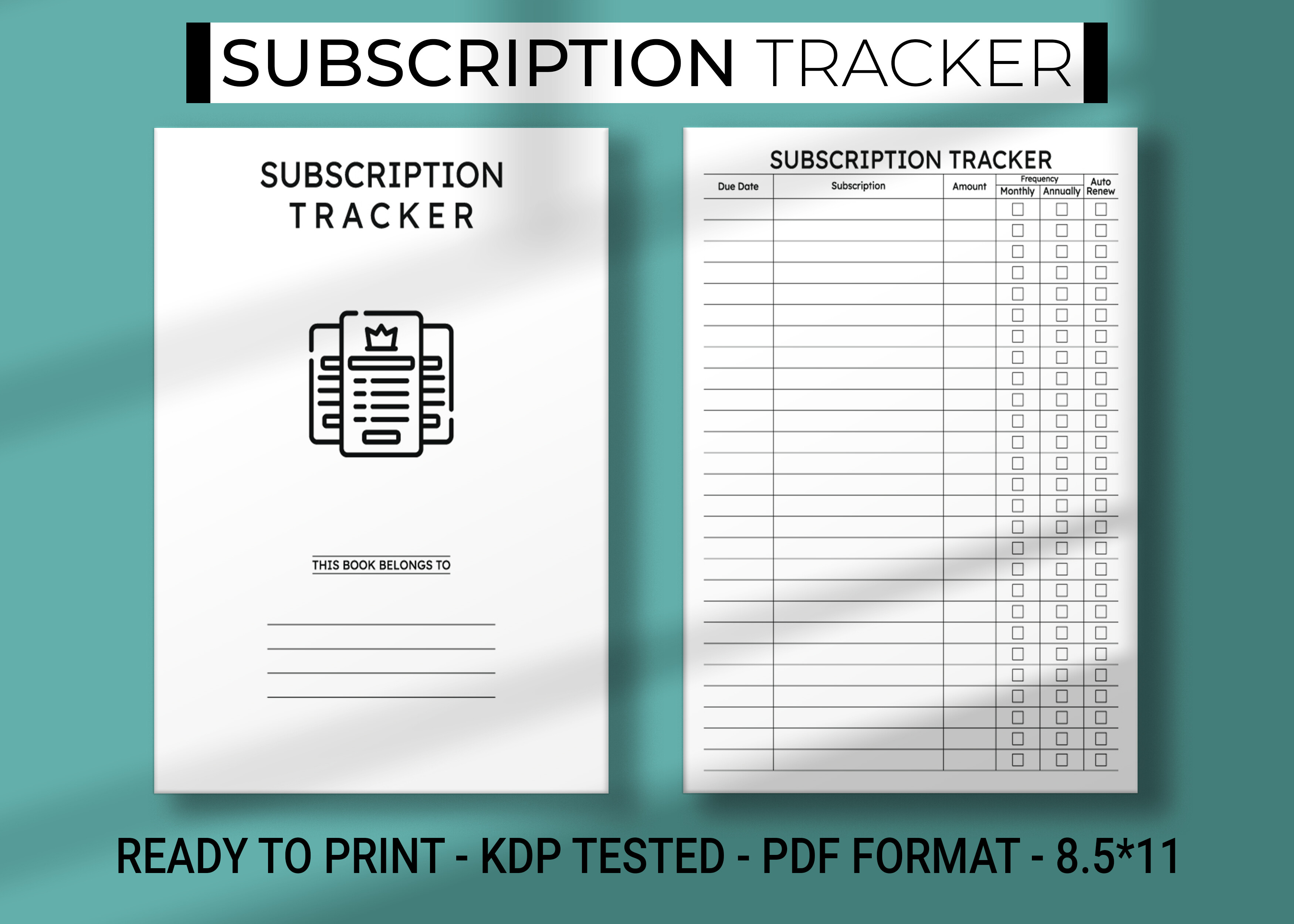 Subscription Tracker KDP Interior Graphic by MAYA DESIGN STORE ...