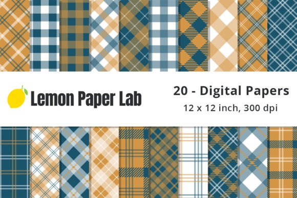 Teal and Gold Plaid Papers Graphic by Lemon Paper Lab · Creative Fabrica
