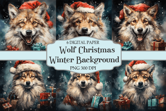 Wolf Christmas Winter Background Graphic by pkk1designs · Creative Fabrica
