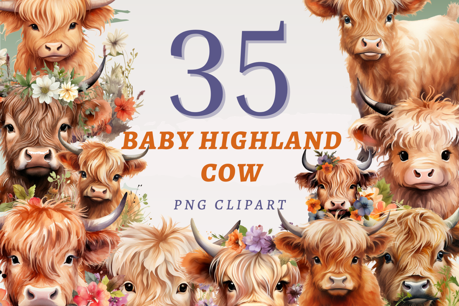Baby Highland Cow PNG Bundle Graphic by SapphireDreamscape · Creative ...