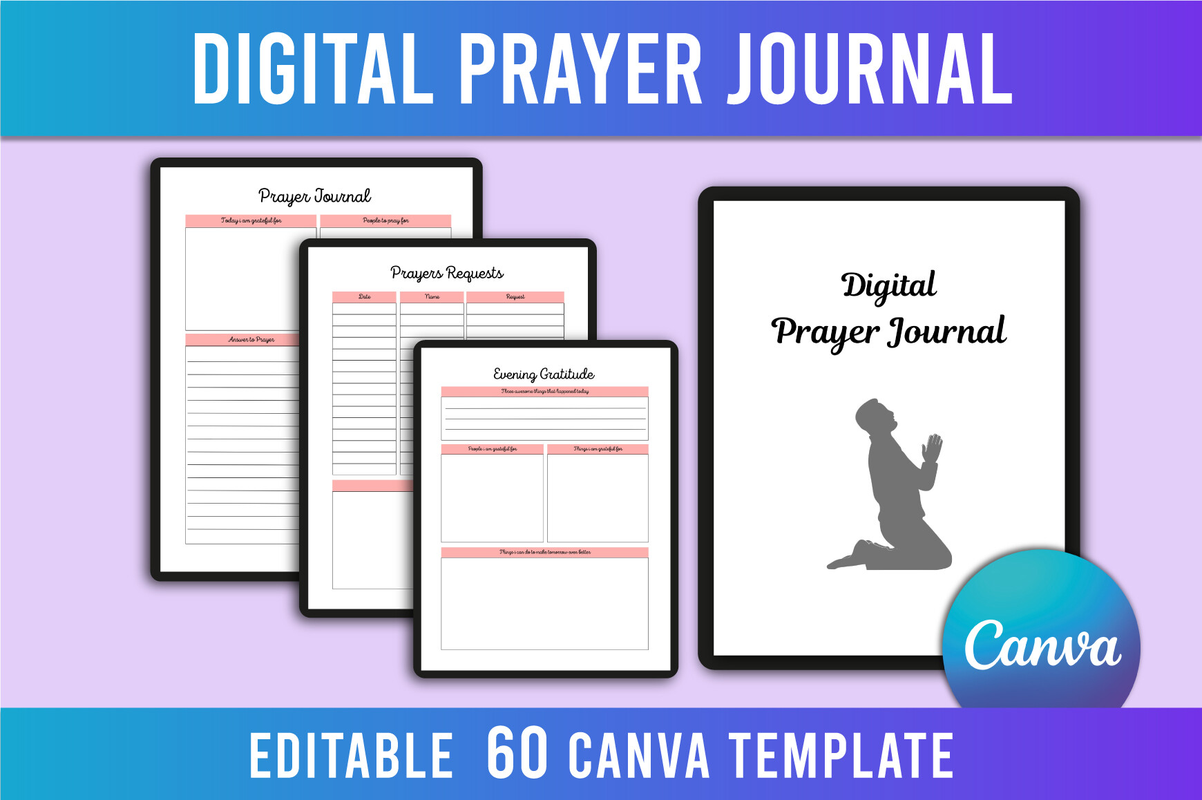 Editable Digital Prayer Journal Canva Graphic by Shumaya · Creative Fabrica