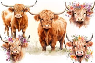Highland Cow PNG, Watercolor Highland Graphic by sumim3934 · Creative ...