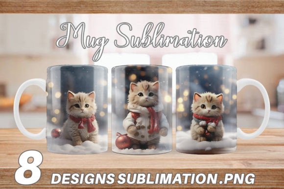 Mug Wrap Cat Christmas Graphics
