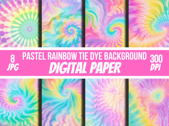 Pastel Rainbow Tie Dye Paper Backgrounds