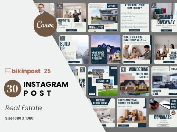 Preview of Real Estate Canva Instagram Post Templat real estate social media template