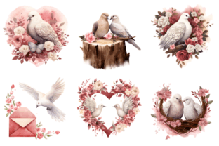 Valentine Doves Clipart Graphic by Markicha Art · Creative Fabrica