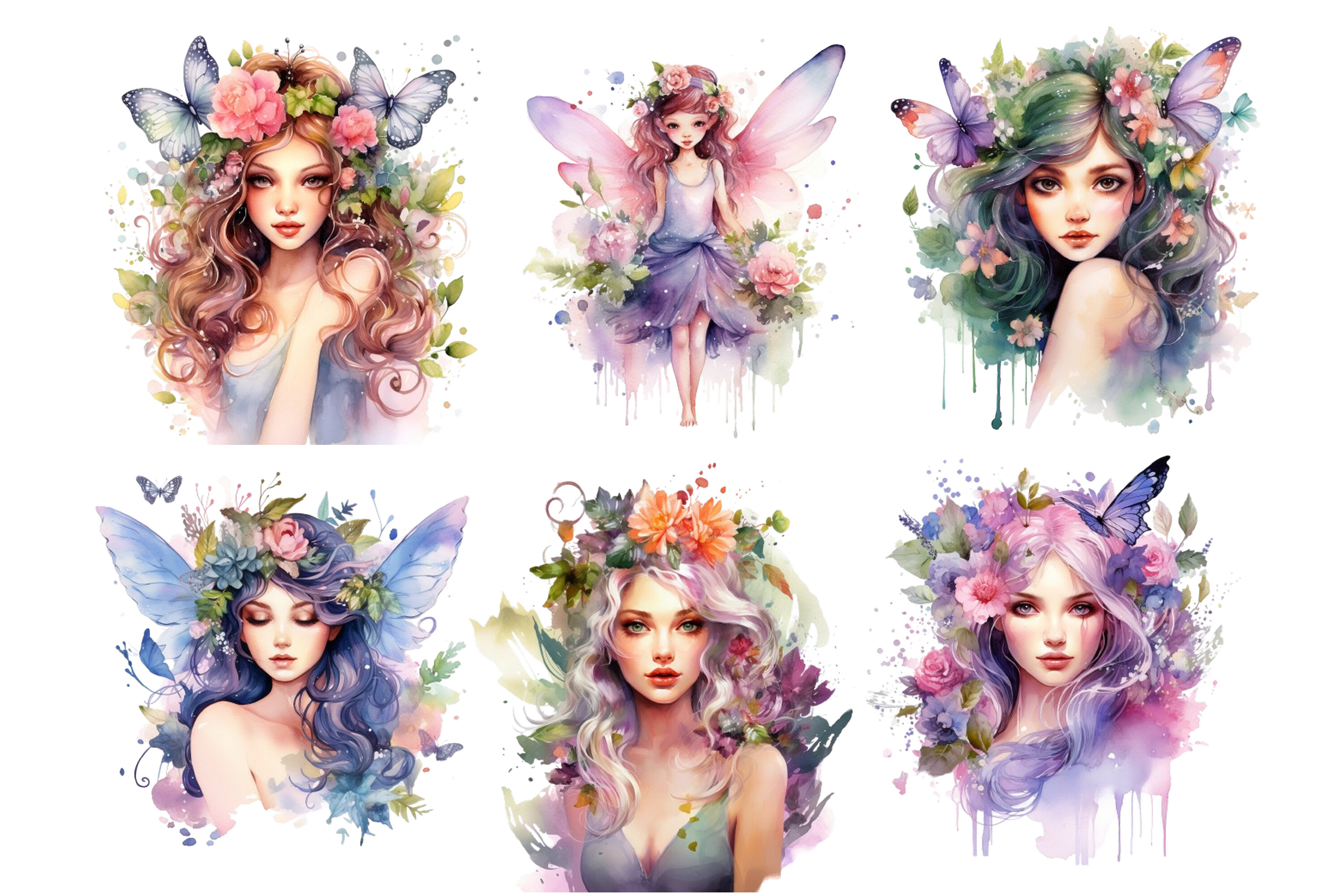 Watercolor Fairy with Flowers Clipart Graphic by Nayem Khan · Creative ...