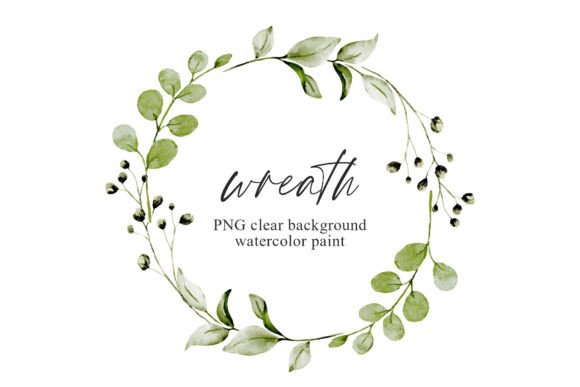 Watercolor Leaves Wreath, Floral Frame