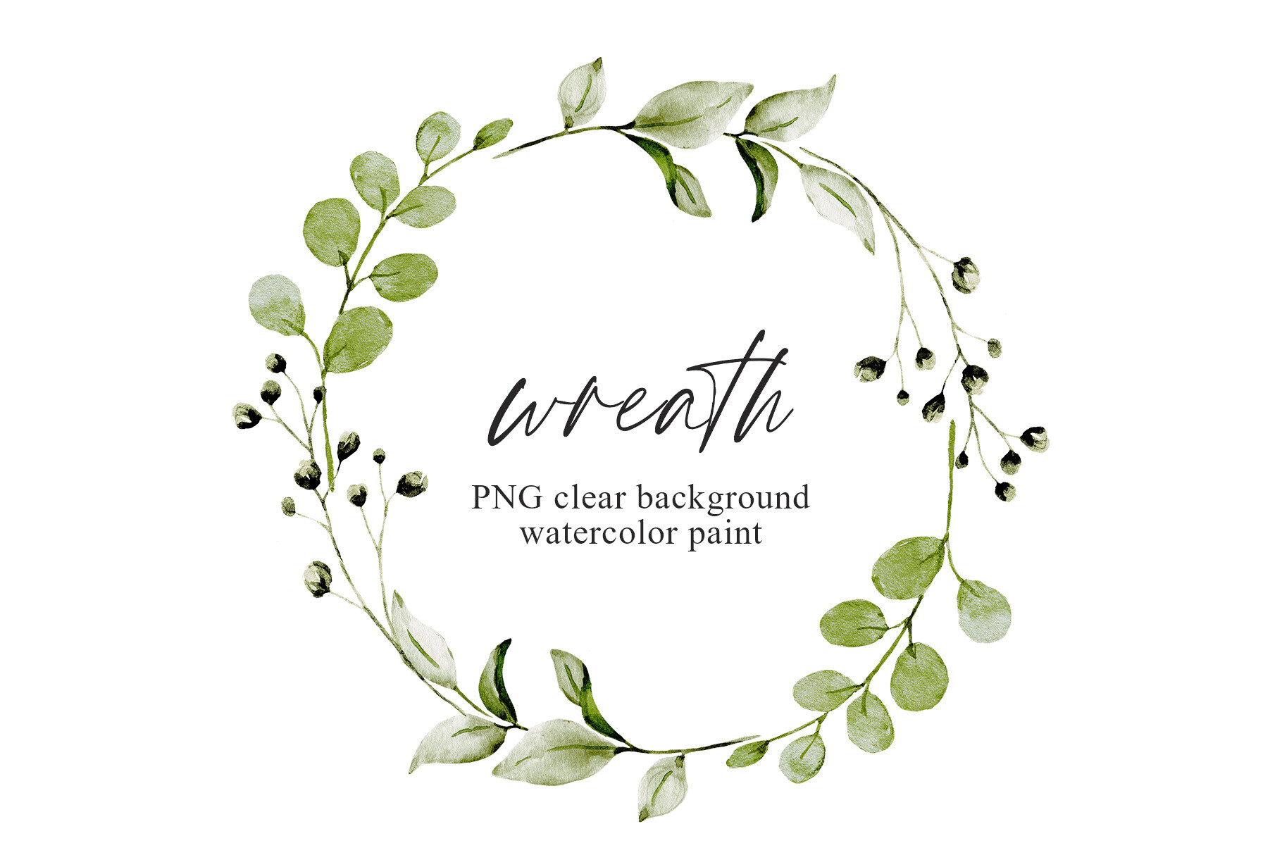 Watercolor Leaves Wreath, Floral Frame