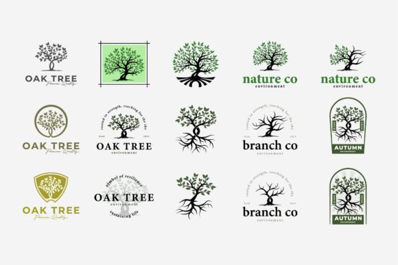 Oak Tree Logo Design Bundle Nature Tree