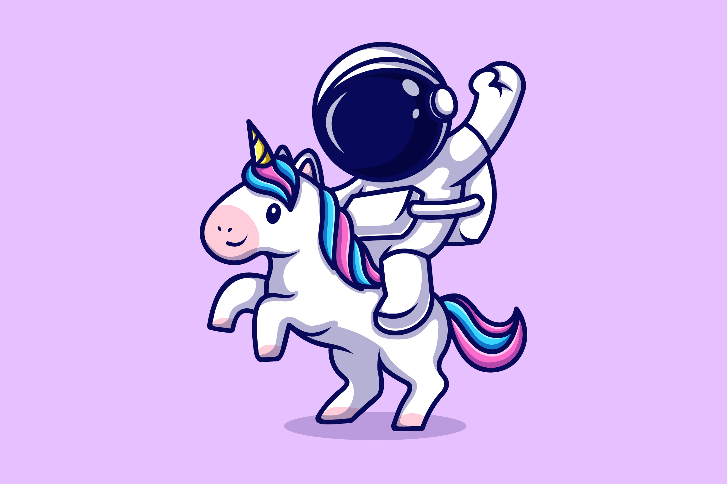 Astronaut Riding Unicorn Cartoon Graphic by catalyststuff · Creative ...