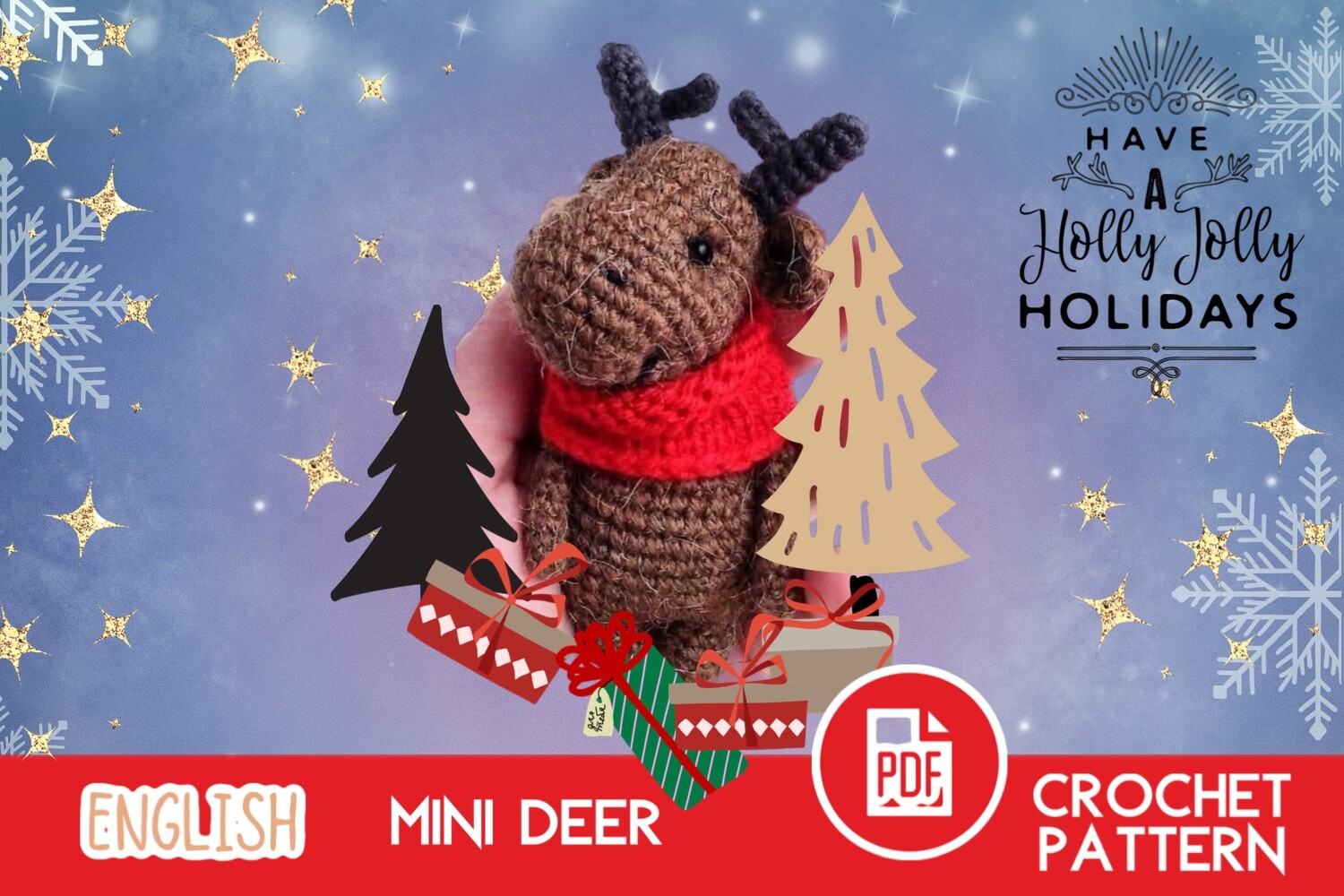 Crochet Mini Deer Toy PDF Christmas