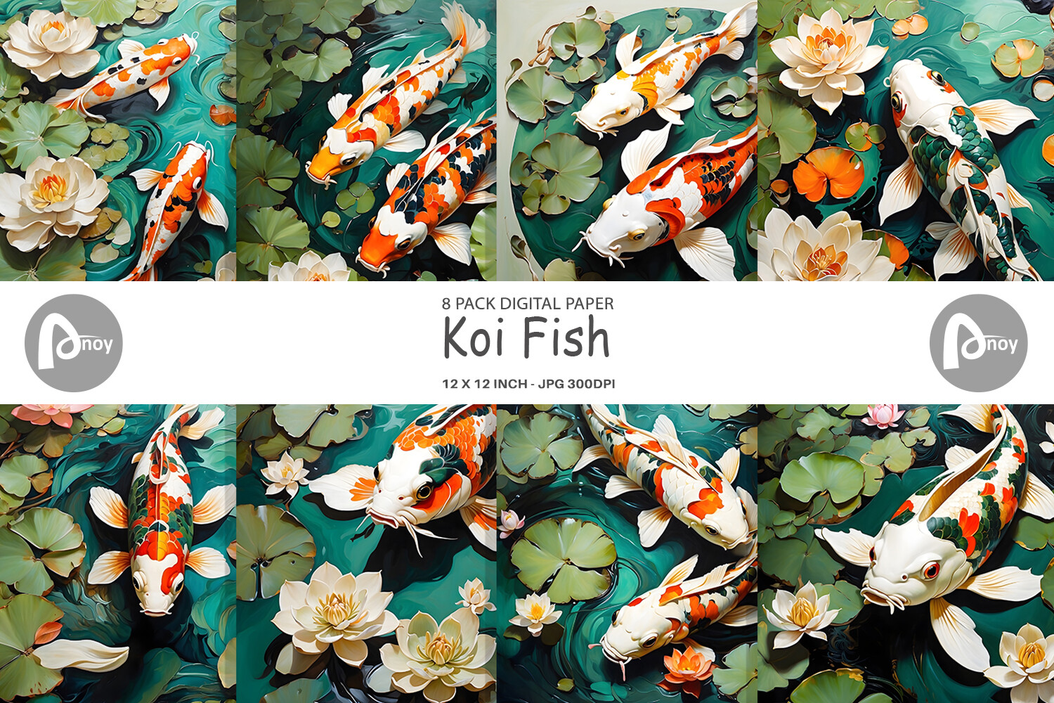 Digital Paper Koi Fish Graphic by Artnoy · Creative Fabrica