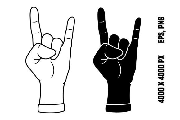 Hand Gesture Icons Showing Rock Symbols