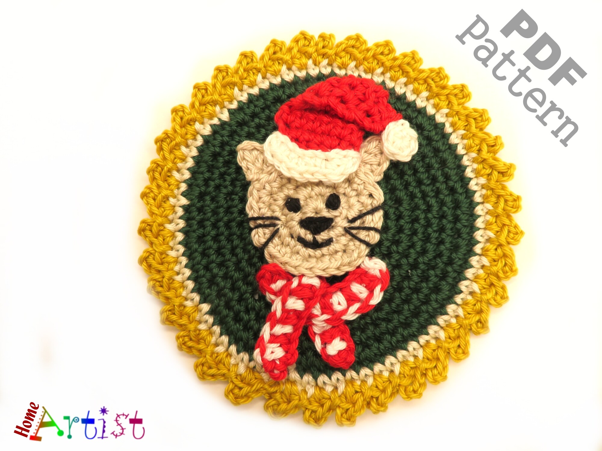 Kitty Ornament Crochet Button